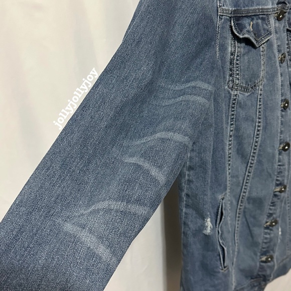 NWOT Torrid Medium Wash Longline Distressed Denim Jacket 1X - Picture 7 of 10
